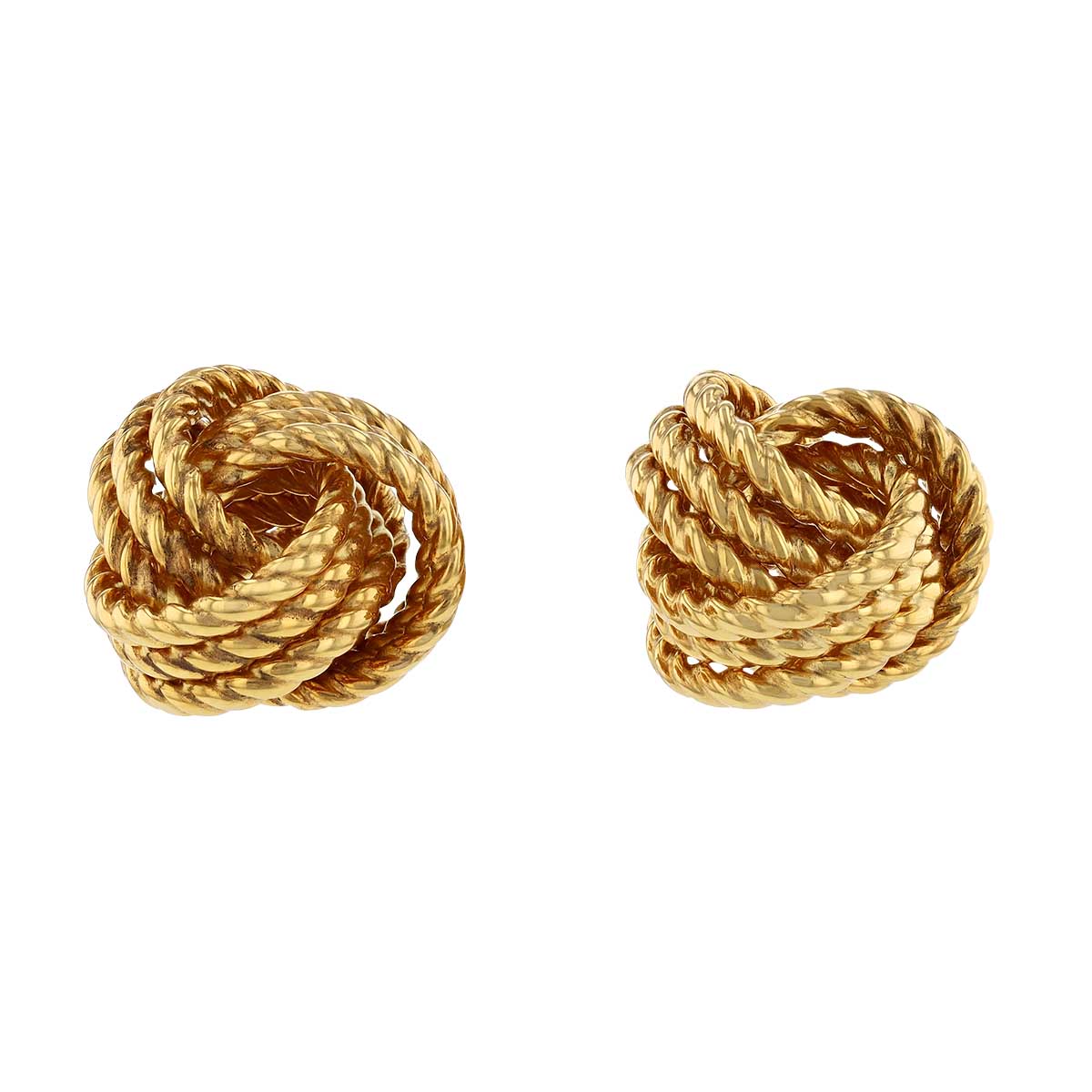Yellow Gold Twisted Texture Love Knot Stud Earrings